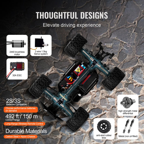 VEVOR 1:14 42KM/H 4WD RC Car with Adjustable Speed Remote Control Off-Road Truck Drift Monster for Kids Boys Hobby Toys Gifts