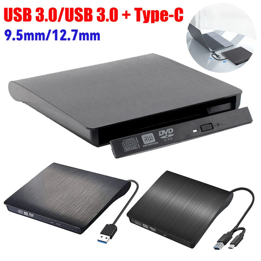 USB 3.0/USB 3.0 + Type-C Optical Drive Case Slim DVD External Enclosure 9.5mm/12.7mm SATA To USB CD ROM ODD Case Box for Laptop