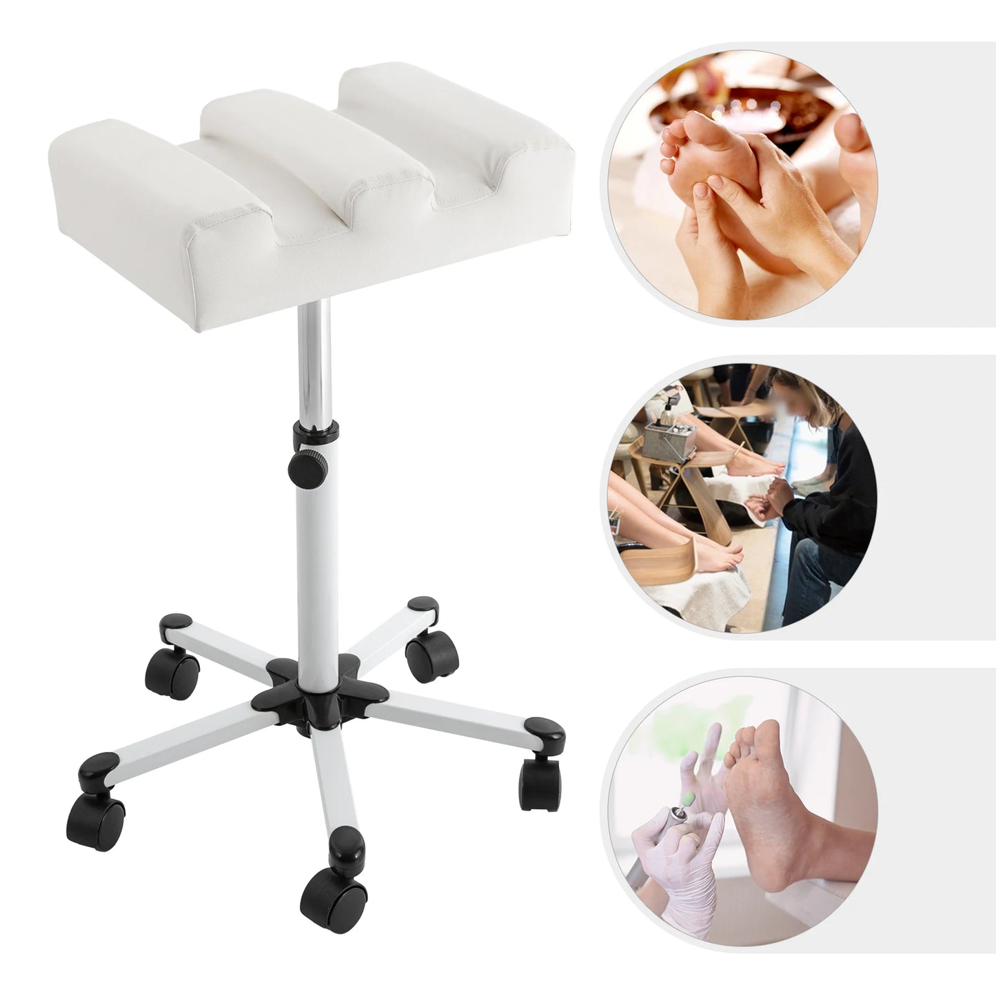 Modern Pedicure Stool for Beauty Salons and Spas with Adjustable Height, Anti-Slip Knob, and Easy-Move Wheels for Convenient