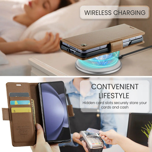 CaseMe Wallet Case for Samsung Galaxy Z Fold 6 5 Premium PU Leather Flip Case Magnetic Credit Card Holder Phone Cover
