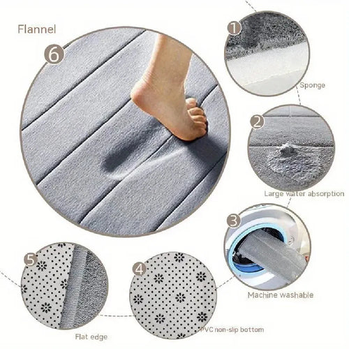 3 Pcs Bathroom Rug Set Soft Foot Mat Absorbent Memory Foam Dry Fast Non-slip Floor Kitchen Shower Room Doormat Toilet Floor Mat