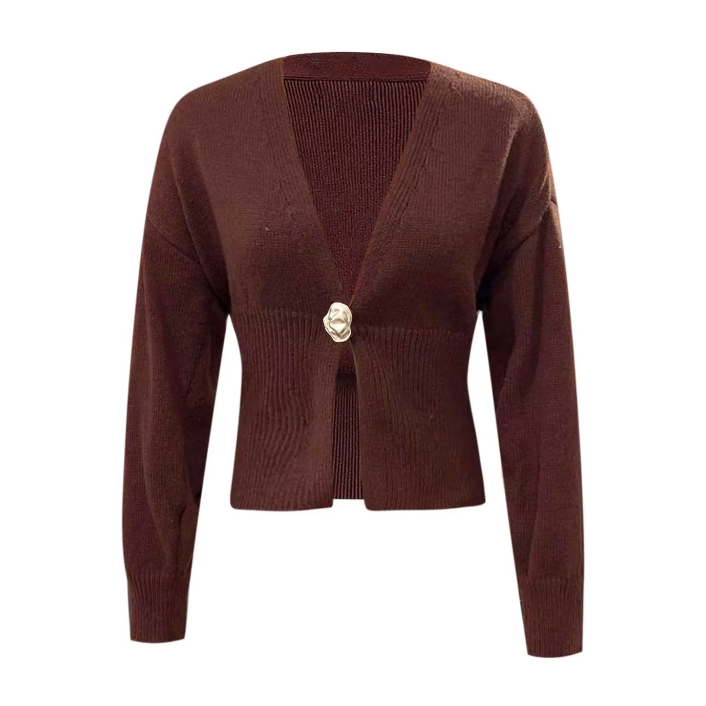 Elegant Deep V Neck Cardigan Sweaters For Women Trendy Golden Button Lightweight Sweater Pullover Women Women Pullover Sweaters
