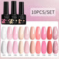 LILYCUTE 10PCS/Set Набір гель-лаків для нігтів Рожевий фіолетовий гель для нігтів Напівперманентний УФ світлодіодний лак Nail Art Design Soak Off Набір гелів для нігтів