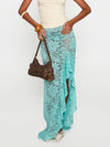 Elegant Women s Lace Maxi Skirt with High Waist and Ruffled Hemline Stylish Bodycon Fit for Summer Fashion Trend