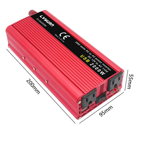 1500W/2000W/2600W Car Inverter DC12V AC110V Power Inversor Portable Outdoor Charger Adapter For Phone/Laptop/Camera US Socket