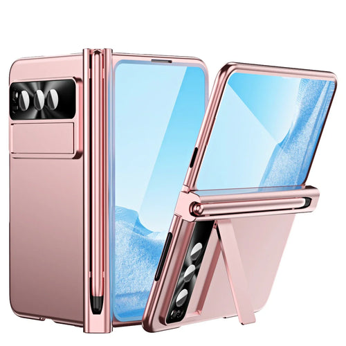 For Google Pixel Fold Electroplating Case with Pen Slot Hinge Full Protection Magnetic Hinge Automatic Adsorption Phone Cover