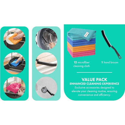 Mop Bucket Set with 12 Microfiber Cleaning Towels and a Cleaning Brush, Mops for Floor Cleaning, Cleaning Tools