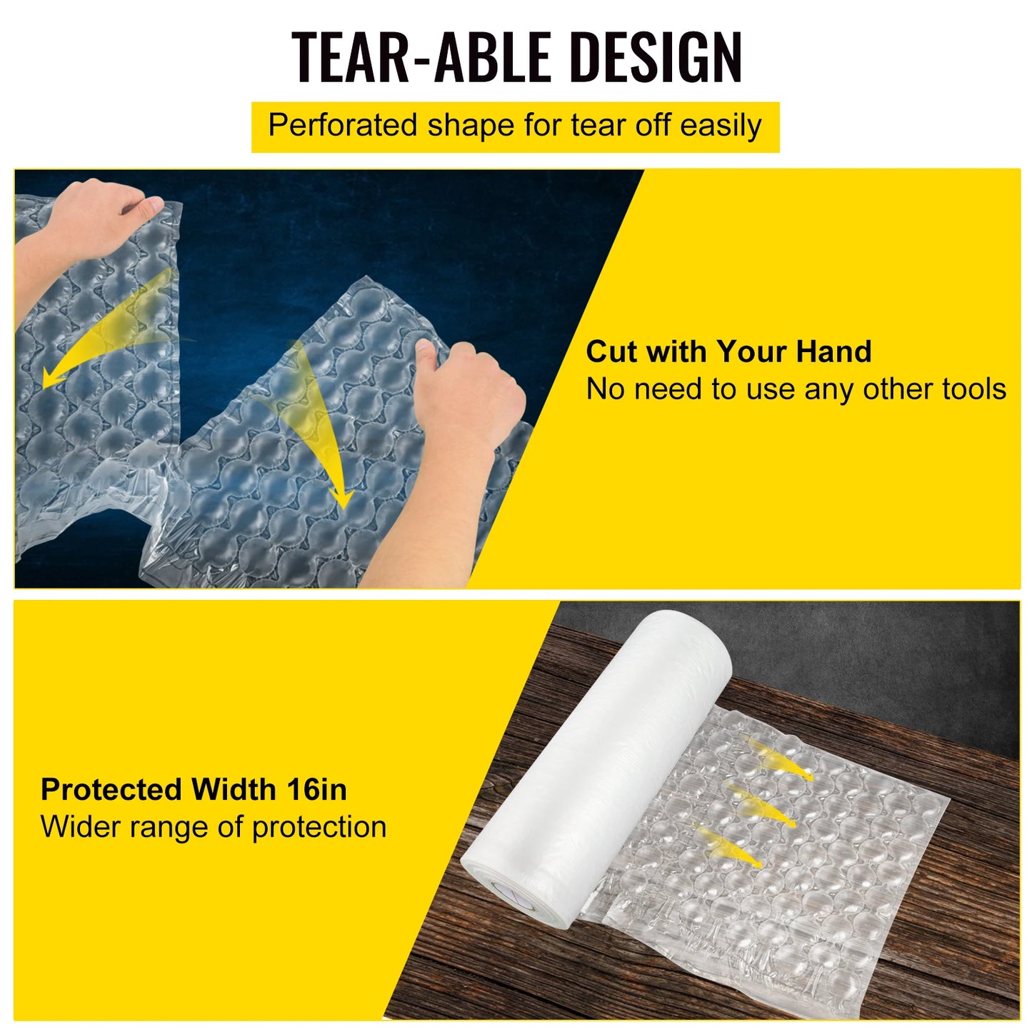 VEVOR 984Ft  Air Cushion Film Not inflated Bubble PE Air Cushion Wrap Film Packaging Shockproof Cushioning Wrap Rolls