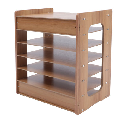 7-tier Widen Wood Paper Desktop Organizer File Holder Document Book Magazine Storage Shelf Rack for Home Office School Classroom
