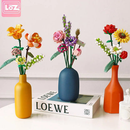 LOZ Flower Bouquet Building Blocks Kit DIY Flowers Block Toys Set Valentine's Day Rose Bricks Set Gift for Girls Friends adults