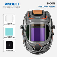 ANDELI Welding Helmet with Large Viewing True Color Auto Darkening Welding Helmet 4 Arc Sensor for Welding Cut Grind Area