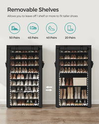 SONGMICS Shoe Rack, 9 Tier Shoe Organizer with Nonwoven Fabric Cover, Shoe Storage Shelf for 40-50 Pairs of Shoes, Entryway