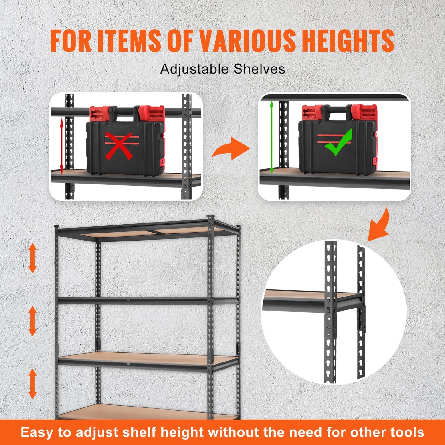 VEVOR 5 Layers Standing Storage Shelving Unit Heavy Duty Organizer Metal Rack for Kitchen Living Room Warehouse Flower Stand