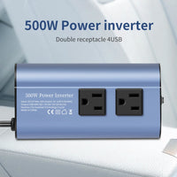 Modified Frequency Inverter Double receptacle 4USB 500W  DC12V To AC110V Ports Car Adapter Portable Inverter