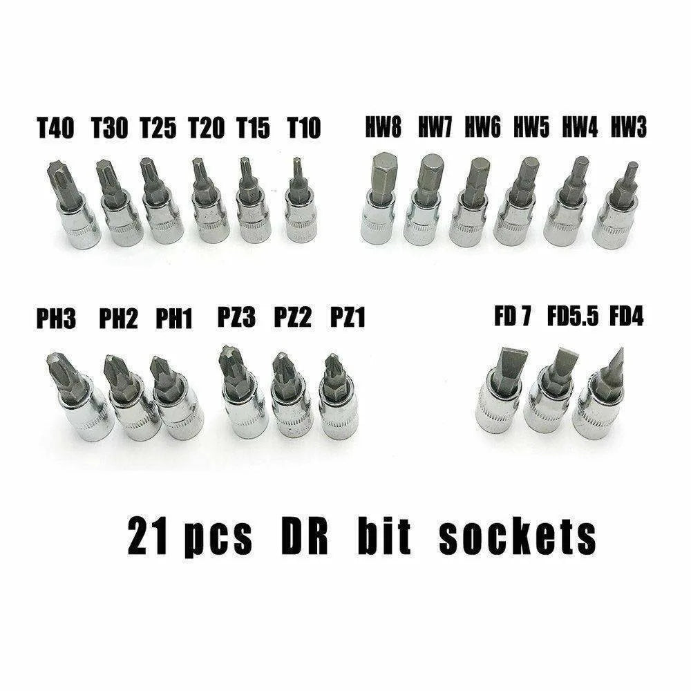 46PCS Socket Set 1/4" Drive Ratchet Spanner Metric Drive Small Socket Set and Extension For Car Bicycle Repair