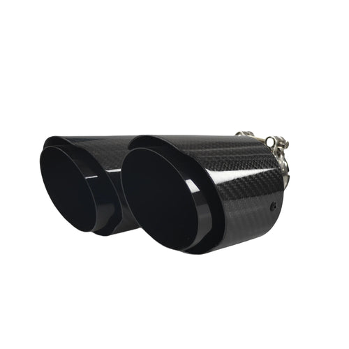 1 Pcs Universal Car Carbon Fibre Tail Throat Silencer Length Black Y-Shaped Double Out Twill Glossy Exhaust Muffler Tip