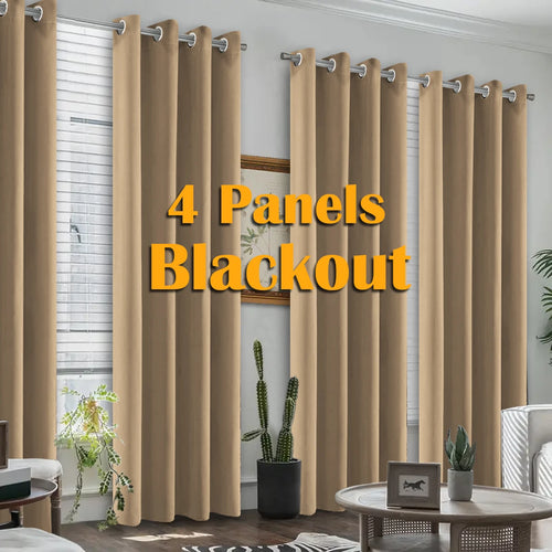 4PCS Blackout Curtains, Heat-Insulated Grommet Curtains For Bedroom Darkening, Noise Reduction Curtains For Living Room