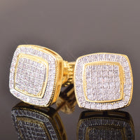 CUC 12MM Square Stud Earring Iced Out Cubic Zirconia Women Screw/Push Men Earrings Hip Hop Jewelry Fashion Gift