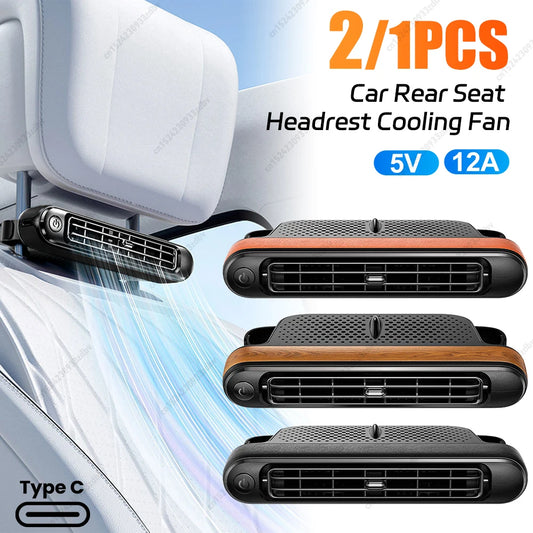 2/1Pc Car Rear Seat Headrest Cooling Fan USB Powered Portable Car Seat Fan Car Interior Rear Headrest Fan for SUV RV Truck Sedan