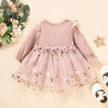 2022-10-11 Lioraitiin 0-3Years Toddler Girl Autumn Sweet Dress Long Sleeve Round Neck Flower Patchwork A-Line Dress with Bow