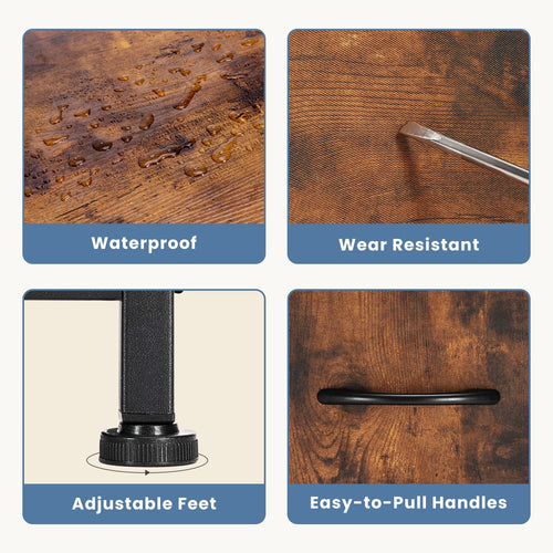 JHK Fireplace TV Stand Dresser For Bedroom With 5 Fabric Drawers Storage Closet Chest Clothes Storage Display Cabinet Furniture