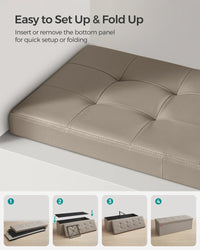 SONGMICS Storage Ottoman, 35 Gal., Storage Chest, Folding Footrest Bench, 660 lb Load Capacity, Synthetic Leather