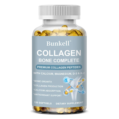 Type 1 & 3 Collagen Bone Complete Formula with Vitamins and Minerals to Support Bone Growth, Skin Health, 120 Capsules