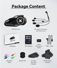 New Lexin G2 Motorcycle Intercom Helmet Bluetooth Headsets,Handsfree Communicator Up to 6 Riders Interphone with FM Radio