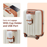imiomo Expandable Carry on Luggage Suitcase Set with Travel Bag, Cup Holder, TSA Lock, Spinner Wheels, Lightweight Durable