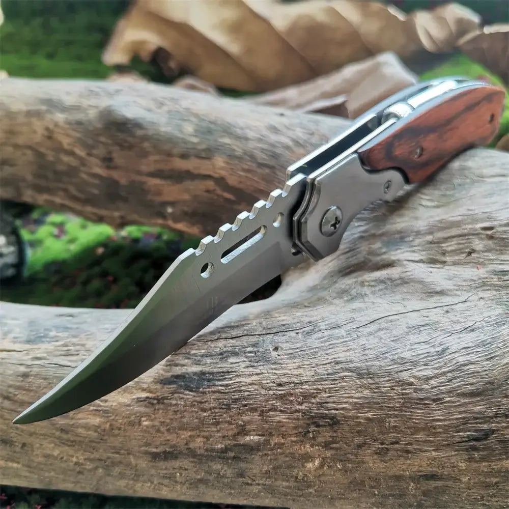 Compact Swiss Knife with Steel Blade and Wooden Handle – 20CM Full Length EzBuyCo