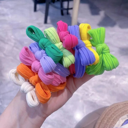 10PCS Spring Pastel Bow Scrunchies-Velvet Hair Ties for Women&Girls, Cute Ponytail Accessories with Butterfly Hair Bows Gift Set