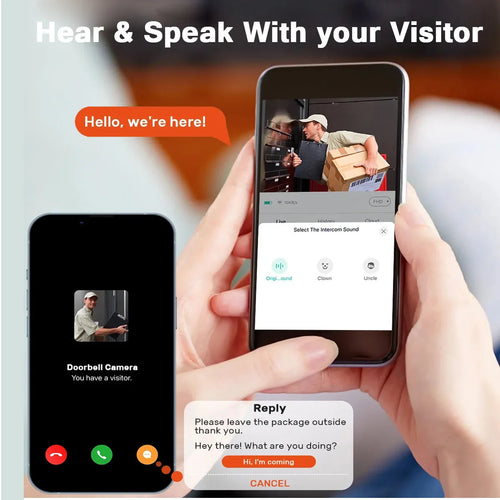 Tuya Smart Video Doorbell Camera HD Wireless doorbell for Home Security, Night Vision, Voice Change, 2-Way Audio, Waterproof