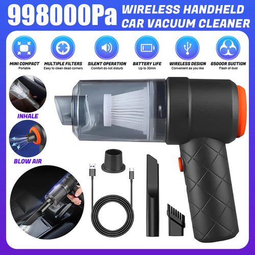 Wireless Handheld Vacuum Cleaner 2 in1 Portable Mini Rechargeable Hand Held Dual Use Vacuum Cleaner Air Blower for Home and Car