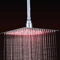 Luxury Chrome  LED  Rainfall Shower Head Stainless Steel Square Color Changing Lights Shower head Water Flow Generates