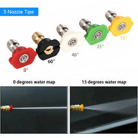 1/4" Car Pressure Washer Accessory Turbo Rotary Nozzle 360° Rotary Turbo 4000 PSI Solid Brass + ABS With 5 Nozzles