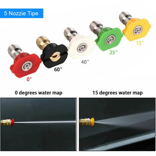 1/4" Car Pressure Washer Accessory Turbo Rotary Nozzle 360° Rotary Turbo 4000 PSI Solid Brass + ABS With 5 Nozzles