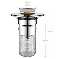 2Pcs Bathroom Sink Stopper,Universal Replacement  Up Stainless Steel Sink Drain Filter with Hair Catcher,1.1-1.45Inch