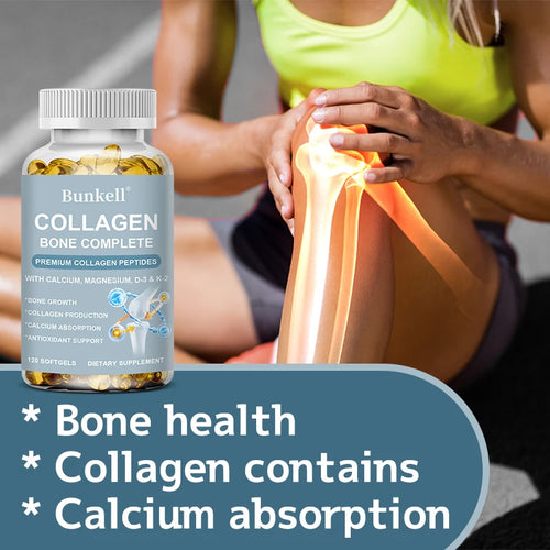 Type 1 & 3 Collagen Bone Complete Formula with Vitamins and Minerals to Support Bone Growth, Skin Health, 120 Capsules