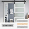 36"x84" Sliding Glass Barn Door and 6.6FT Hardware Kit Included, White Frosted Glass Barndoor with PVC Coated Surface