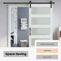 36"x84" Sliding Glass Barn Door and 6.6FT Hardware Kit Included, White Frosted Glass Barndoor with PVC Coated Surface