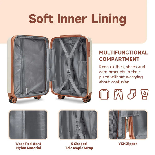 imiomo Expandable Carry on Luggage Suitcase Set with Travel Bag, Cup Holder, TSA Lock, Spinner Wheels, Lightweight Durable