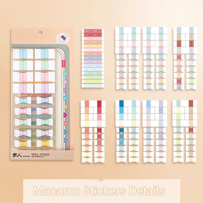 Macaron Retro Index Sticker Pack Pack, Page Point Marking Labels, Calendar Schedule Memo Flag Sticker Tab for Office School