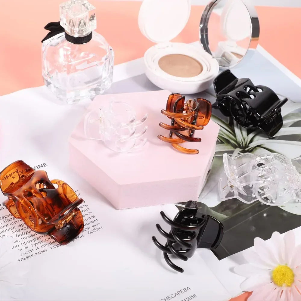 12 Pcs Hair Claw Clips, 1.3 Inch Medium Hair Clips No-Slip Grip Jaw Clips Claw Clips for Women and Girls (Black, Brown,Clear)