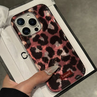 Stylish Laser Leopard Print Phone Case for iPhone 15 Pro Max Cases iPhone 11 12 13 14 16 XS X XR 7 8 16 Plus SE 2022 Soft Cover