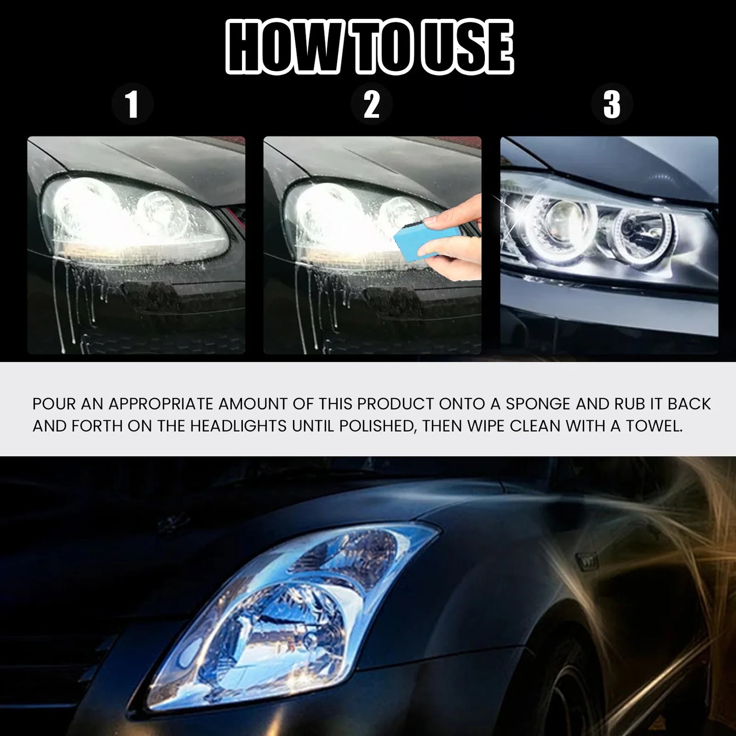Car Headlight Cleaning Refurbishment Repair Fluid Car Lampshade Yellowing Scratches, cracks repair Polishing Agent 100ml
