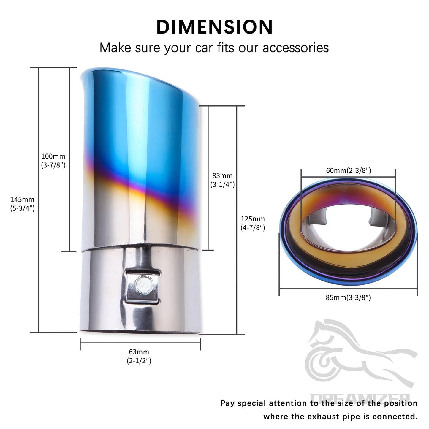 Universal Auto Car Exhaust Pipe Tip Tail Muffler Stainless Steel  Exhaust System Muffler Pipe Exhaust Tip Car Accessories