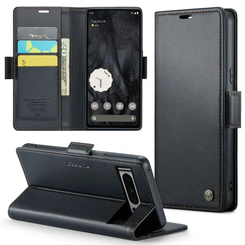 Luxury Magnetic Wallet PU Leather Phone Case For Google Pixel 9 Pro XL 8Pro 8A Shockproof Card Holder Pocket Cover For Pixel 7A
