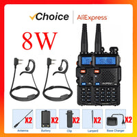 2pcs BAOFENG UV-5R 5W 8W High Power Dual Band Two Way Radio Long Range Handheld Portable Walkies Talkies For Hunting
