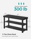 SONGMICS Shoe Rack Bench, 3-Tier Bamboo Shoe Storage Organizer, Entryway Bench, Holds Up to 286 lb, 11.3 x 35.4 x 17.8 Inches