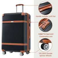 Hardshell Luggage Sets 3 Piece Double Spinner 8 Wheels Suitcase with TSA Lock Lightweight 20''24''28''
